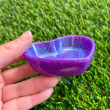 Resin Heart Dish - Glitter Violet! Brighten Up Your Life with this Bold and Fun Piece!