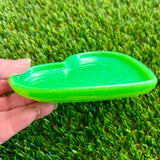 Resin Heart Tray - Glitter Neon Green! Brighten Up Your Life with this Bold and Fun Piece!