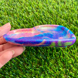 Resin Heart Tray - Neon Rainbow Swirl! Brighten Up Your Life with this Bold and Fun Piece!