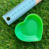 Resin Heart Dish - Glitter Neon Green! Brighten Up Your Life with this Bold and Fun Piece!