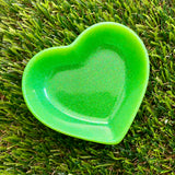 Resin Heart Dish - Glitter Neon Green! Brighten Up Your Life with this Bold and Fun Piece!