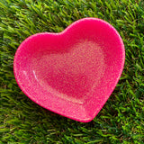 Resin Heart Dish - Glitter Neon Pink! Brighten Up Your Life with this Bold and Fun Piece!