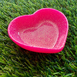 Resin Heart Dish - Glitter Neon Pink! Brighten Up Your Life with this Bold and Fun Piece!