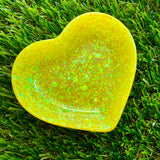Resin Heart Dish -&nbsp; Chunky Yellow Glitter! Brighten Up Your Life with this Bold and Fun Piece!