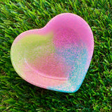 Resin Heart Dish - Pastel Rainbow Glitter Mix! Brighten Up Your Life with this Bold and Fun Piece!
