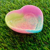Resin Heart Dish - Pastel Rainbow Glitter Mix! Brighten Up Your Life with this Bold and Fun Piece!