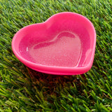 Resin Heart Dish - Two Tone Barbie Pink Featuring Glitter Pink Base and a Bright Pink Border! Brighten Up Your Life with this Bold and Fun Piece!