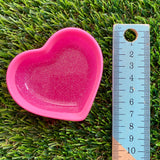 Resin Heart Dish - Two Tone Barbie Pink Featuring Glitter Pink Base and a Bright Pink Border! Brighten Up Your Life with this Bold and Fun Piece!