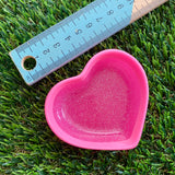 Resin Heart Dish - Two Tone Barbie Pink Featuring Glitter Pink Base and a Bright Pink Border! Brighten Up Your Life with this Bold and Fun Piece!