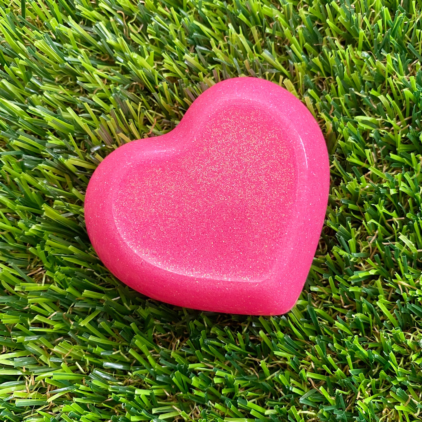 Resin Heart Dish - Two Tone Barbie Pink Featuring Glitter Pink Base and a Bright Pink Border! Brighten Up Your Life with this Bold and Fun Piece!