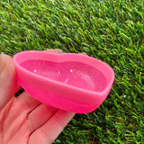 Resin Heart Dish - Two Tone Barbie Pink Featuring Glitter Pink Base and a Bright Pink Border! Brighten Up Your Life with this Bold and Fun Piece!