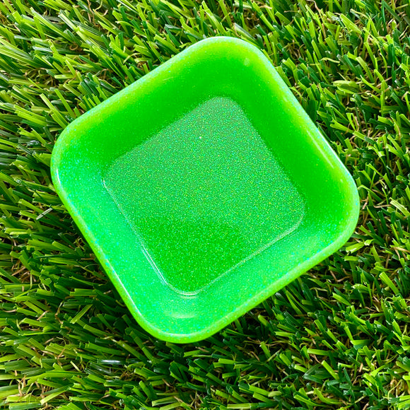Resin Square Dish - Glitter Neon Green! Brighten Up Your Life with this Bold and Fun Piece!
