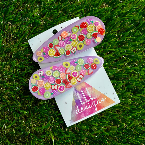 Resin Hair clip - Lavender Fruit Slice Hair Clip Pair!