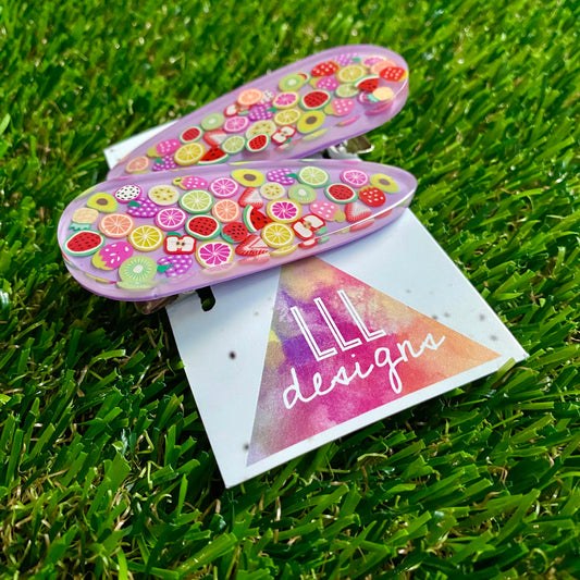 Resin Hair clip - Lavender Fruit Slice Hair Clip Pair!