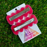 Resin Hair Clip - Watermelon Red Bubble Hair Clip Pair Featuring Hand Placed Rainbow Sweets!