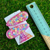 Resin Hair Clip - Pearl Pink Hair Clip Pair Featuring Hand Placed Rainbow Sweets!