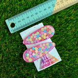 Resin Hair Clip - Pearl Pink Hair Clip Pair Featuring Hand Placed Rainbow Sweets!