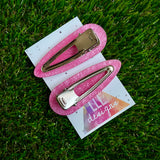 Resin Hair Clip - Pearl Pink Hair Clip Pair Featuring Hand Placed Rainbow Sweets!