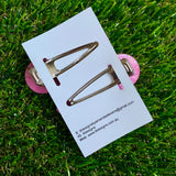 Resin Hair Clip - Pearl Pink Hair Clip Pair Featuring Hand Placed Rainbow Sweets!