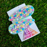 Resin Hair Clip - Mint Green Hair Clip Pair Featuring Hand Placed Pastel Rainbow Hearts!