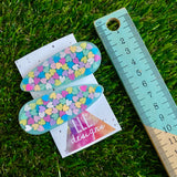Resin Hair Clip - Mint Green Hair Clip Pair Featuring Hand Placed Pastel Rainbow Hearts!