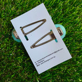 Resin Hair Clip - Mint Green Hair Clip Pair Featuring Hand Placed Pastel Rainbow Hearts!