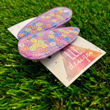 Resin Hair Clip - Lavender Hair Clip Pair Featuring Hand Placed Rainbow Daisies!