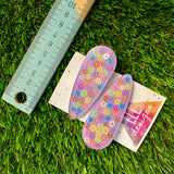 Resin Hair Clip - Lavender Hair Clip Pair Featuring Hand Placed Rainbow Daisies!