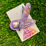 Resin Hair Clip - Lavender Hair Clip Pair Featuring Hand Placed Rainbow Daisies!