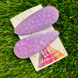 Resin Hair Clip - Monochrome Lavender Hair Clip Pair Featuring Hand Placed Lavender Daisies!