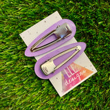 Resin Hair Clip - Monochrome Lavender Hair Clip Pair Featuring Hand Placed Lavender Daisies!