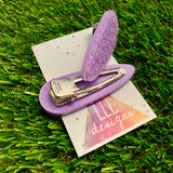 Resin Hair Clip - Monochrome Lavender Hair Clip Pair Featuring Hand Placed Lavender Daisies!