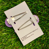 Resin Hair Clip - Monochrome Lavender Hair Clip Pair Featuring Hand Placed Lavender Daisies!