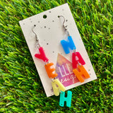 Resin Earrings - Yeah Nah Dangle Earrings Featuring a Hook Top!