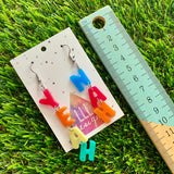 Resin Earrings - Yeah Nah Dangle Earrings Featuring a Hook Top!