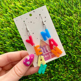 Resin Earrings - Yeah Nah Dangle Earrings Featuring a Hook Top!