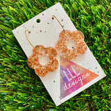 Resin Earrings - Copper Foil Cut Out Daisy Featuring a Gold Hoop!