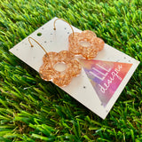 Resin Earrings - Copper Foil Cut Out Daisy Featuring a Gold Hoop!