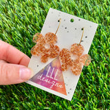Resin Earrings - Copper Foil Asymmetrical Flower Featuring a Gold Hoop!
