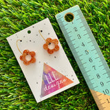 Resin Earrings - Copper Foil Mini Daisy Featuring a Gold Hoop!