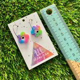 Resin Earrings - Neon Vibrant Mini Daisy Featuring a Rainbow Hoop! (7)
