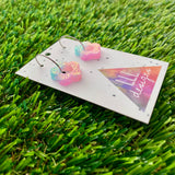 Resin Earrings - Pastel Mini Daisy Featuring a Silver Hoop! (1)