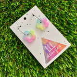 Resin Earrings - Pastel Mini Daisy Featuring a Silver Hoop! (2)
