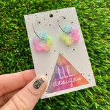 Resin Earrings - Pastel Mini Daisy Featuring a Silver Hoop! (2)