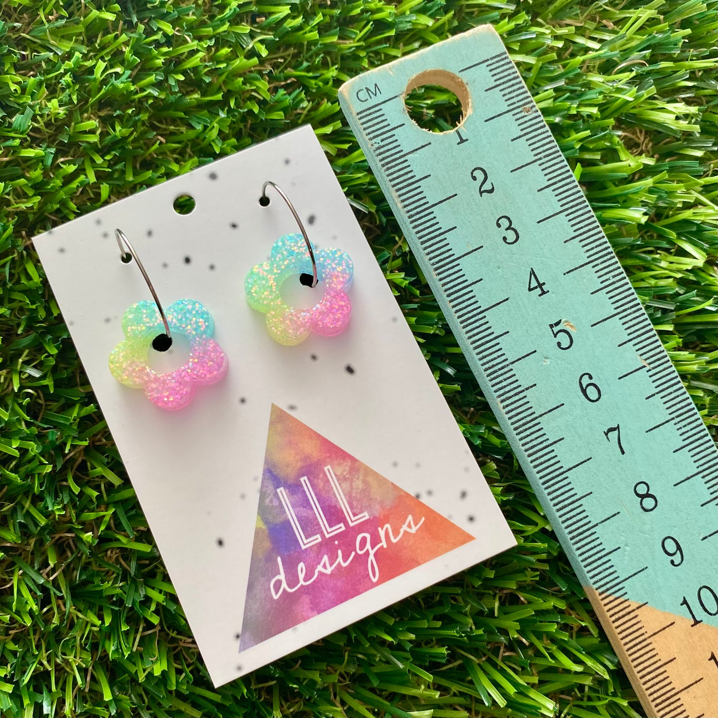 ON SALE!!!! Resin Earrings - Pastel Mini Daisy Featuring a Silver Hoop! (4)
