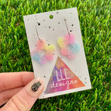 Resin Earrings - Pastel Wonky Daisy Featuring a Silver Hoop! (1)