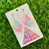 Resin Earrings - Pastel Wonky Daisy Featuring a Silver Hoop! (2)