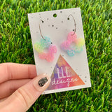 Resin Earrings - Pastel Wonky Daisy Featuring a Silver Hoop! (2)
