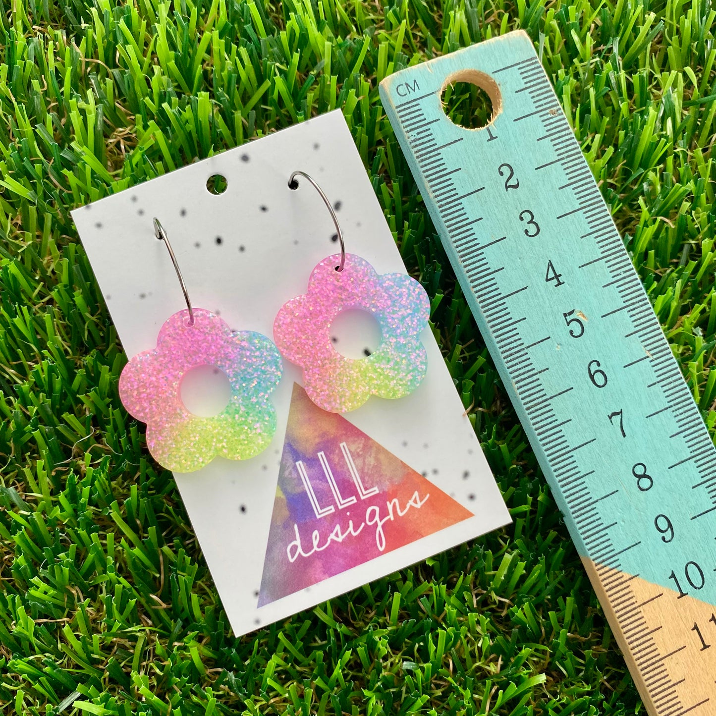 ON SALE!!!! Resin Earrings - Pastel Cut Out Daisy Featuring a Silver Hoop! (2)