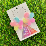 Resin Earrings - Pastel Asymmetrical Flower Featuring a Silver Hoop! (1)